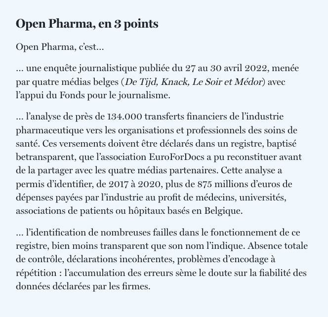 Screenshot 2022 05 03 Open Pharma les curieuses donations des firmes pharma à Sciensano
