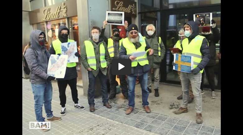 Action des gilets jaunes devant le consulat de Suède à Bruxelles