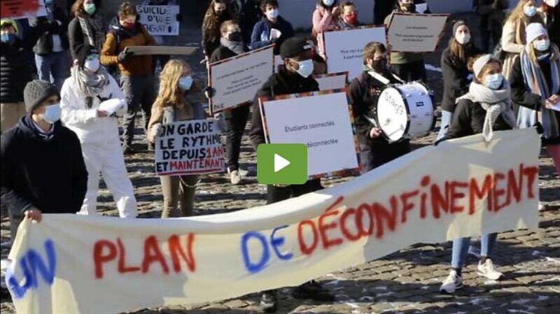 Manifestation de la fédération des étudiants Francophones à Bruxelles le 12 février 2021
